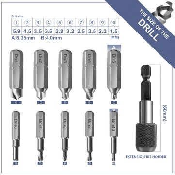 Drillpro 22pcs Damaged Screw Extractor Set with Locking Socket Adapter for Broken Screw HSS Broken B
