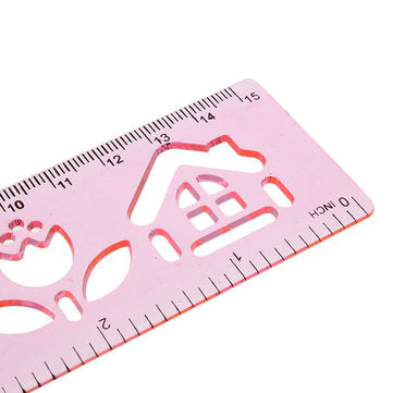 4Pcs Candy Color Cute Art Graphics Symbols Drawing Template Ruler 15CM