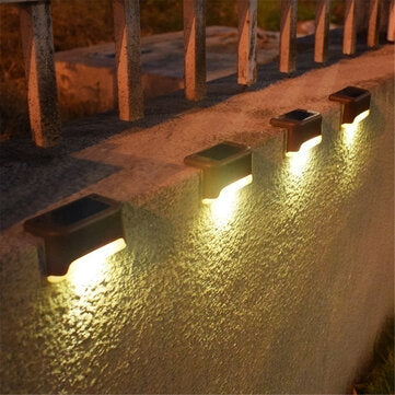 4Pcs LED Solar Powered Fence Wall Lights Garden Lamp Step Paths Decking Outdoor (COLOR: BLACK)