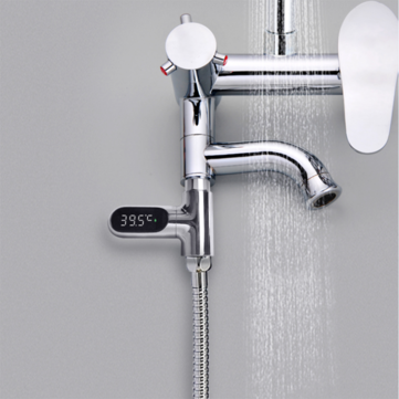 [Upgrade Version] V2 Water Shower Thermometer LED Celsius Fahrenheit Time Display Flow Self-Generati