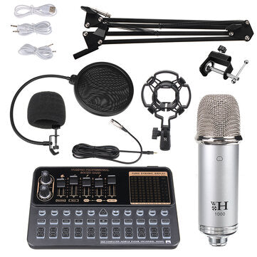 BM800 Condenser Microphone Gaming Live Streaming Audio Studio Record MIC with V10X Pr... (LETTER: B)