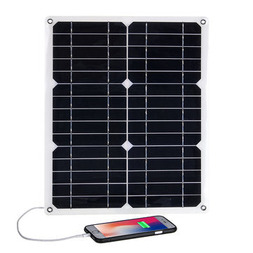 40W 18V Mono Solar Panel Dual 12V/5V DC USB Monocrystaline Flexible Solar Charger For Car RV Boat Ba