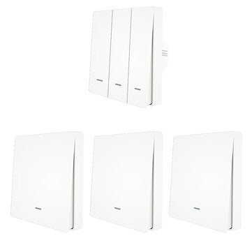 MoesHouse 3 Gang WiFi Smart Push Button Switch + 3pcs 1 Gang RF433 Wall Panel Transmitter Smart Life
