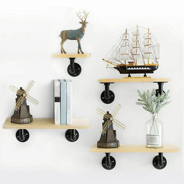Pipe Shelf Brackets Wall Mounted Metal Pipe Brackets Industrial Black Shelf Vintage for Wall Mounted