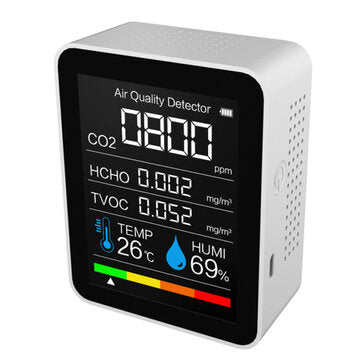 5-In-1 CO2 Meter TFT Screen Air Quality Monitor Temperature and Humidity Sensor Te... (COLOR: WHITE)