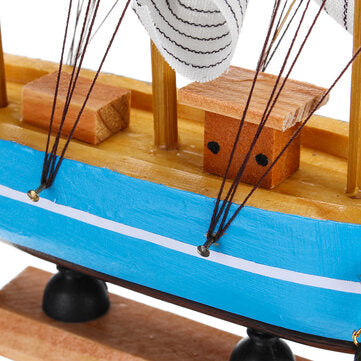 10 LEDs Wood Sailing Boats Ship Model Wooden Craft Sailor Handcrafted Boat Home Decoration