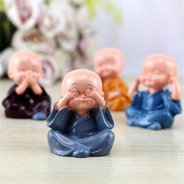 4PCS Auto Ornaments Micro Landscape Figurine Dolls Resin Small Statue Monk Statues Resin Car Desk Sh