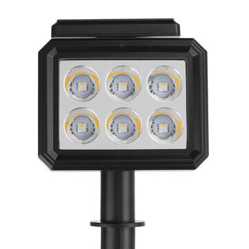 Solar Powered 5W 6 LED Lawn Lamp Colorful Spotlight Waterproof Outdoor Security Path Split Garden Li