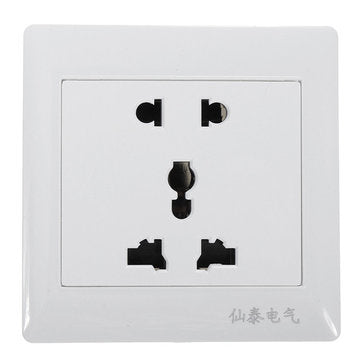 AC 110-250V 10A Dual Port 5-hole Wall Charger Socket Power Outlets Panel