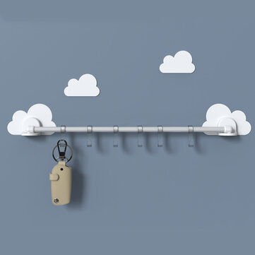Sucker Hanger Hooks Wall Mounted Clothes Towel Spoon Shovel Hook with 6 Movable Hooks for Home Kitch