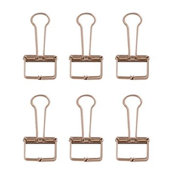 Deli 9415 6Pcs Binder Clip Rose Gold Elegant Metal Clip Paper Organizer File Folder for Office Schoo