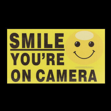 5Pcs Smile You`re On Camera Self-adhensive Video Alarm Safety Camera Stickers Sign Decal