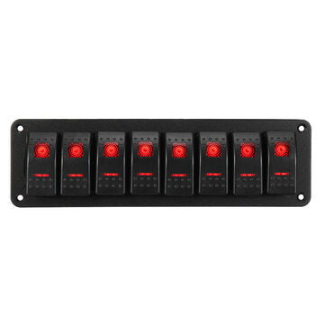 8 Gang LED Rocker Switch Panel Breaker Waterproof For Car Marine Boat (COLOR: RED)