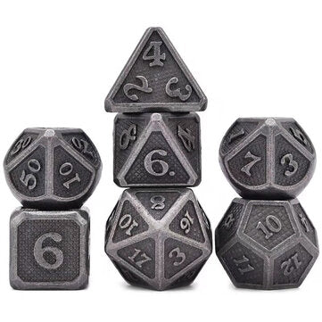 7 Pcs/Set Alloy Metal Dice Set Playing Game Poker Card Dungeons Dragons Party Boar... (COLOR.: GREY)