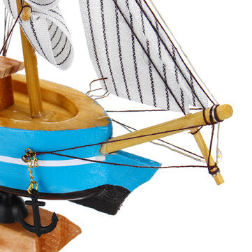 10 LEDs Wood Sailing Boats Ship Model Wooden Craft Sailor Handcrafted Boat Home Decoration