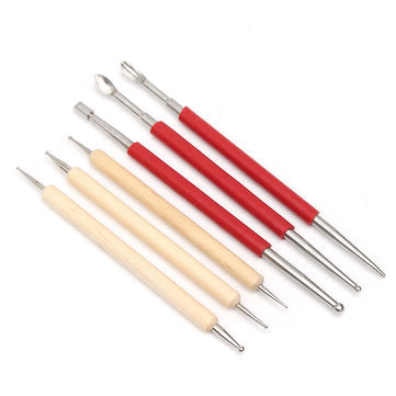 6Pcs Leather Craft Modelling Spoon Carving Stylus Tool Set