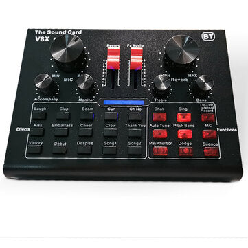 V8X PRO External Audio Mixer USB Interface Sound Card with 15 Sound Modes Multiple Sound Effects
