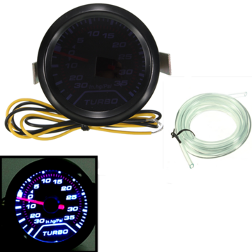 Universal 52mm 2 LED Turbo Boost Pressure Gauge Smoked Dials Face Psi