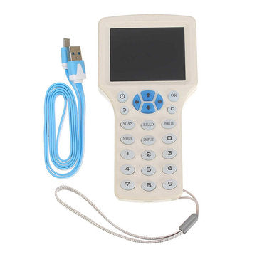 10 Frequency RFID Copier ID IC Reader Writer Copy with 30pcs 13.56MHz 125KHz Key Fob HID UID Card