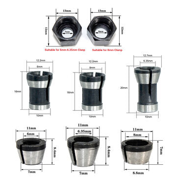 6mm/6.35mm/8mm Collet Chuck Adapter Engraving Trimming Machine Electric Router Collet C... (TYPE: A)