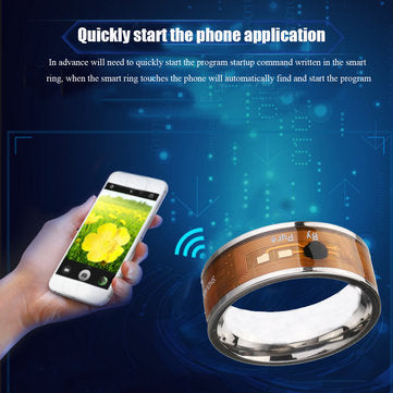 Blue Color NTAG213 NFC Tag Finger Ring Multifunctional Intelligent Ring Titanium Steel ... (SIZE: 8)