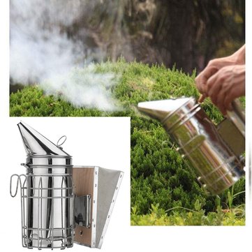 Galvanized Sheet Bee Hive Smoker with Heat Shield Beekeeping Equipment