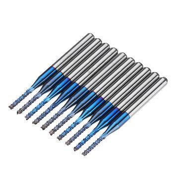 Drillpro 10pcs 1.1-1.5mm Blue NACO Coated PCB Bits Carbide Engraving Milling Cutter... (SIZE: 1.3MM)