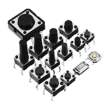 Total 1200pcs Tactile Tact Mini Push Button Switch Packet Micro Switch Bags 12 Types Each 100pcs SMD