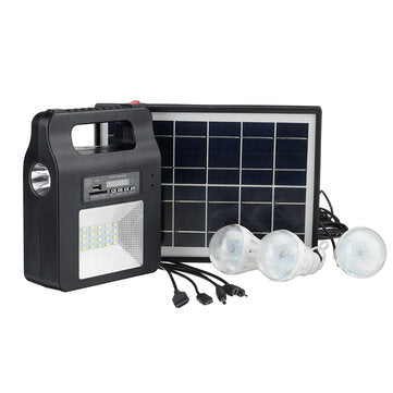 Solar Power Radio Panel Generator LED Light USB Charger System FM Outdoor Garden Decorative Night Li