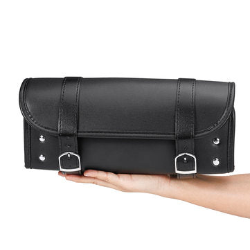 Motorcycle Front PU Leather Fork Tool Bag Saddlebag Pouch Luggage Universal