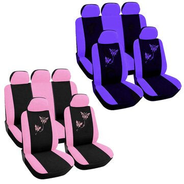 Universal  Five Seat Butterfly Printed Car SUV Full Set Seat Cover Pr... (COLOR: PURPLE | TYPE: SET)