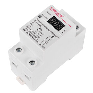 SINOTIMER SVP-60L 230V AC 40A Digital Din Rail Automatic Recovery Over Under Voltage Protector with