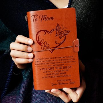 To My Mom eather Journal Notebook Diary Custom Quotes Gift Anniversary Birthday Gra... (COLOR.: RED)