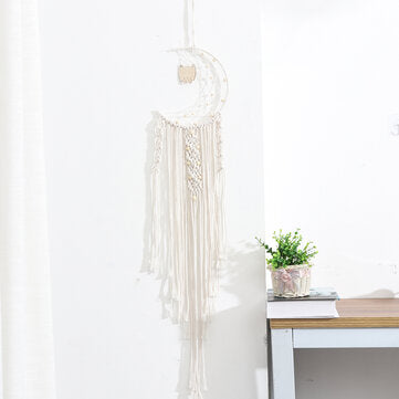 Handmade Crochet Lace Tapestry Moon Owl Woven Tassel Wall Decoration Decor Hanging Tapestry Home Wed
