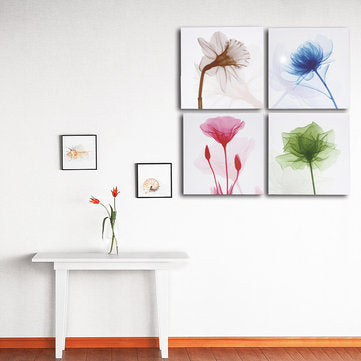 4Pcs Framed Abstract Flower Canvas Print Art Painting Home Wall Decorations 30cm