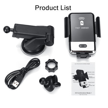 D2  Car Infrared Qi Wireless Charger Phone Holder
