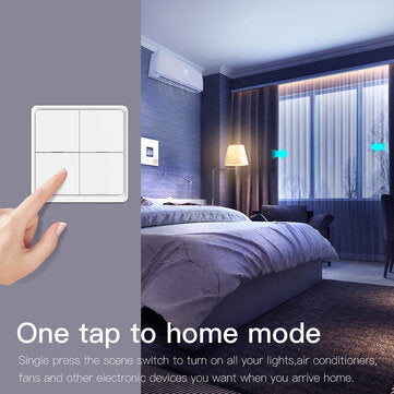 MoesHouse 4 Gang Tuya ZB Wireless 12 Scene Switch Push Button Controller Battery Powered Automation