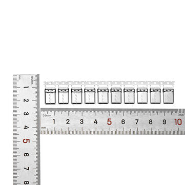 10PCS TYPE-C 3.1 Upright 24p Patch Male 180 Degrees With Grounding Foot Fixed Riveting Male L=11.1MM
