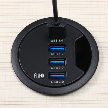 Mount In Desk Powered 4 Port USB 3.0 HUB Charging Adapter Cable Organizer