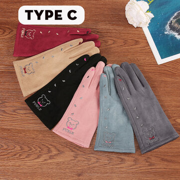 Pair Warm Female Women Winter Gloves Touch Screen Outdoor Wind... (COLOR.: LIGHTPINK | TYPE: 4GATEN)
