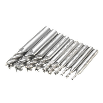 10pcs 2-10mm 4 Flute Milling Cutter HSS-Al  End Mill Cutter CNC Tool
