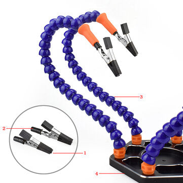 NEWACALOX Six Arms Solder Iron Stand Holder Third Hand Soldering PCB Fixture Tool Helping Hands with