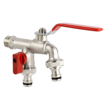 TMOK 1/2 Inch DN15 Outdoor Double Head Tap Garden Brass Bibcock Faucet Outlet Replac... (STYLE: #01)