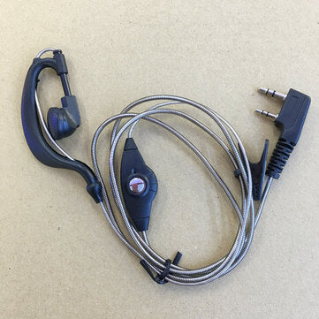 Aluminium Foil Cable Earhook Headphone K Plug 2pins for Kenwood Baofeng Wouxun Wakie-takie
