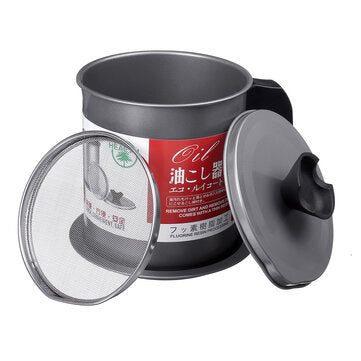 1.4L Capacity Stainless Steel Residue Filter Oil Storage Can with Strainer for Kitchen Filter Oil To