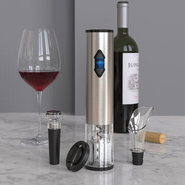 Electric Vino Bottle Opener Set Stainless Steel Automatic Corkscrew Opener Puller Kit With Foil Cutt
