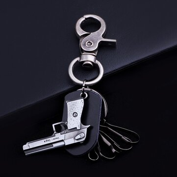 Trendy Keychain Black Alloy Keychain Soft Leather Keychain For Men (NO.: 01)