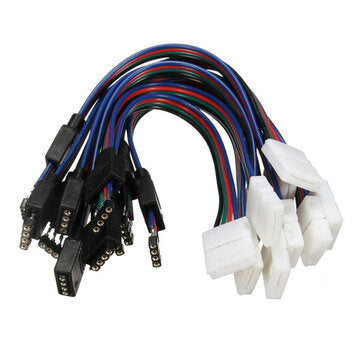 10 PCS 4 Pin 10MM Connector Wire Female Cable For SMD3528/5050 Non-Waterproof RGB LED Strip Light