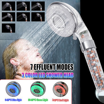 Bakeey 7-function LED Three-color Shower Head Enhanced Pressurized Negative Ion Shower