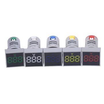 3pcs Blue 22MM AC 60-500V Voltmeter Square Panel LED Digital Voltage Meter Indicator Light